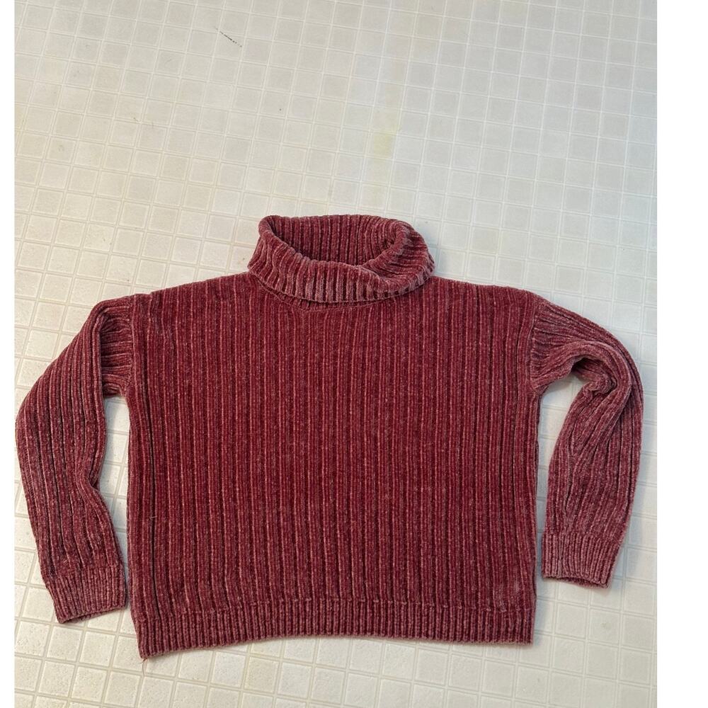 Hippie Rose Cropped turtleneck sweater ladies size medium dusty rose pink